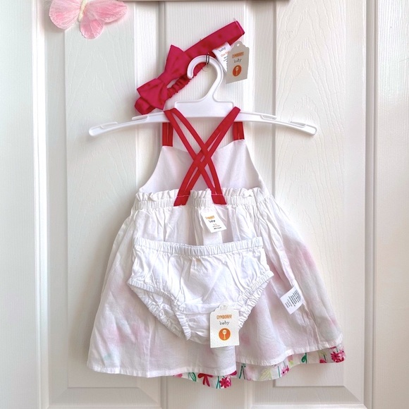 NWT- Gymboree Baby Girl Skirt Overall, Diaper Cover and Bow Headband- 3-6months - Picture 4 of 5